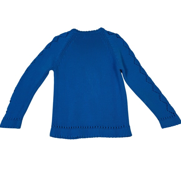 VTG Westarknits Women M Blue Diamond Hand Loomed Knit Sweater Acrylic Nautical - Picture 4 of 10